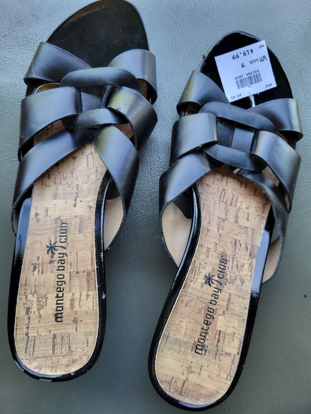 Montego Bay Club Black Woven Slide Sandals